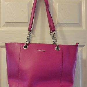 Calvin Klein Chain Trim Strap Textured Tote Bag